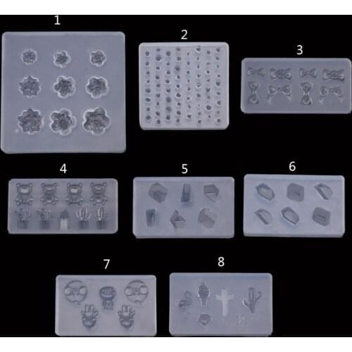 Cute 3D Flower Gemstone Bowtie Bear Resin Mold Epoxy Resin Casting Mold Silicone Mold DIY Nail Art Craft Jewelry Tools