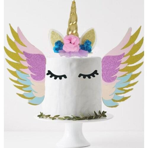 Cute Wing Unicorn Cake Topper Unicorn Theme Birthday Party Decor Kids Unicorn Party Decor Unicorn Birthday Party Decoration