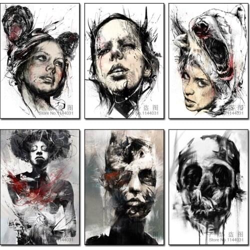 Wholesale Pencil Portrait 5D Diy Needlework Full Diamond Painting Rose Graffiti Girl Cross Stitch Rhinestone Diamond Embroidery