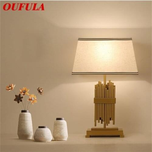 OUFULA LED Table Lamp Modern Design Desk Light Luxury Fabric Home Decorative for Bedroom Living Room Corridor