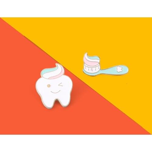 Couples Toothpaste Toothbrush Tooth Enamel Pins Daily Necessities Brooches Lapel Bag Badge Cartoon Jewelry Gift For Kids Friends