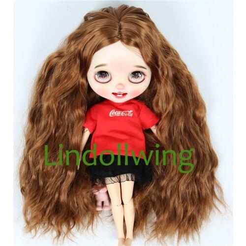 9-10 inch Blyth Wig Long Center Curly Brown Hair