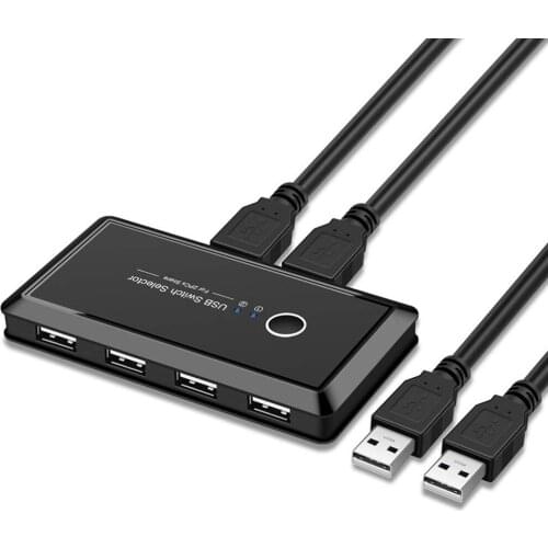 USB Switch Selector, USB 2.0 KVM Switch for 2 Computers Sharing 4 USB Devices Peripheral Switcher Hub for Keyboard