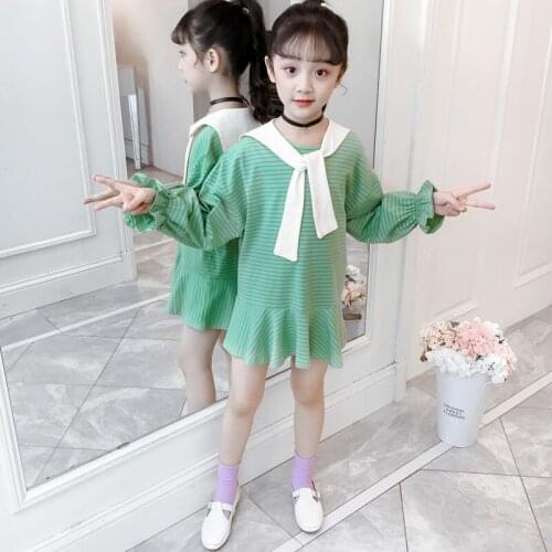 Princess Girls Dress 2020 Summer Stripes Children Long Sleeve Dress Girls Cotton Party Dresses for Kids Clothes 4 6 8 10 12 Year