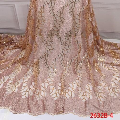 Popular New French Lace Fabric with Stones/Beads High Quality Sequins Lace Fabrics African Mesh Lace for Wedding Party APW2632B