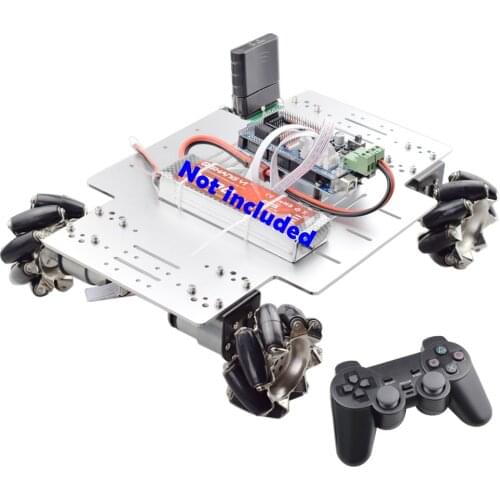 PS2 Handle RC 25KG Big Load 78mm Mecanum Wheel Robot Car Chassis Kit with 4pcs 12V Speed Encoder Motor for Arduino Shooting DIY
