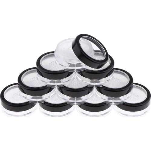 10 Pieces 10g Empty Loose Powder Containers, PP Plastic Cosmetic Make-up Loose Powder Box Case Holder with Sifter Lids