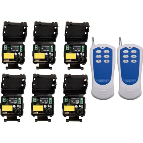 RF mini Wireless Remote Control switch AC 220 V 1 channel 6 Receiver & 2 transmitter power effective distance 100m