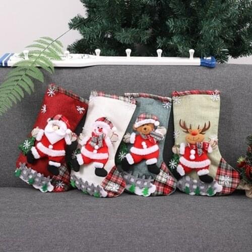 Christmas Socks Christmas Decorations for Home Christmas Candy Bag Christmas Tree Decoration Gift Navidad 2021 Happy New Year