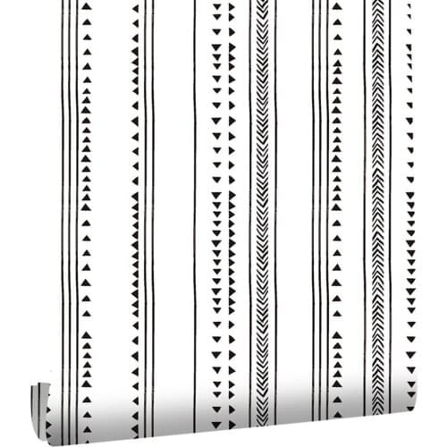 Peel And Stick Modern Stripe Wallpaper Herringbone Black White Vinyl Self Adhesive Contact Paper For Kidroom Bedroom Home Decor