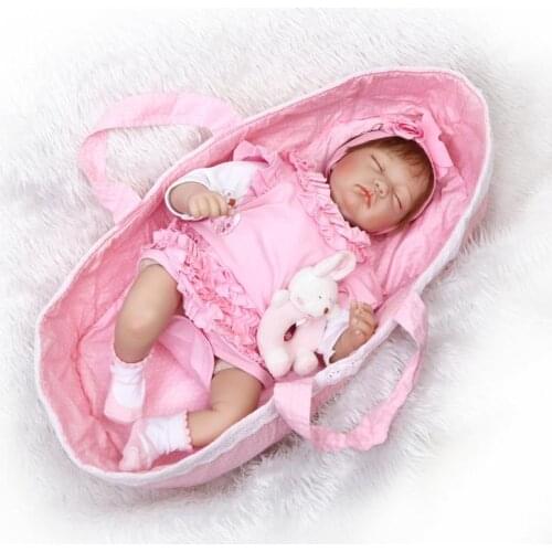 Silicone Baby Doll Reborn Baby Doll Silicona 55cm Soft Body Girl Boys Doll With Basket Brinquedos Reborn Toys For Kids Gifts