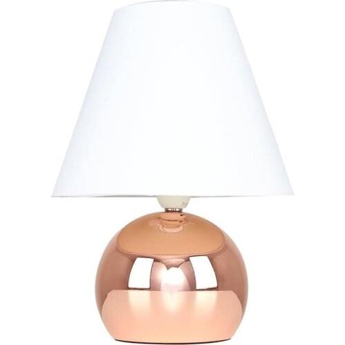 Modern Decorative Lampshade Bedside Table Nordic T Modern Copper Touch Dimmer Bedside Table Lamps with Tapered Light Shades