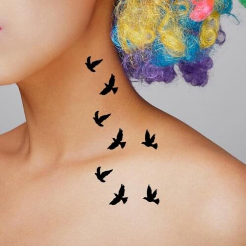 Tattoo Stickers Flying Black Bird Removable Tattoo Body Art Waterproof Sexy Transfer Sticker Unisex Temporary Sticker
