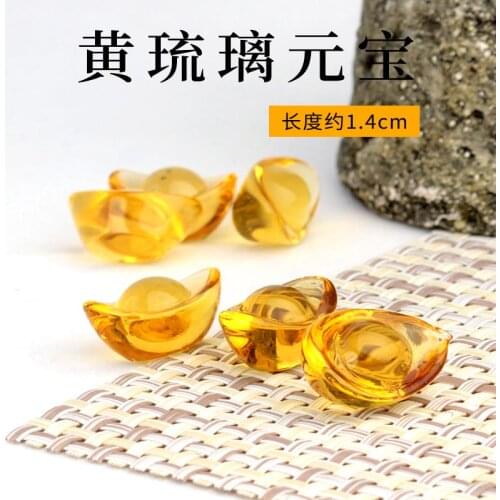 Tibetan Buddhism Gifts Lucky Yellow Colored Glaze Ingot Ornaments Gold Feng Shui Home Accessories Fortune Long 1.4