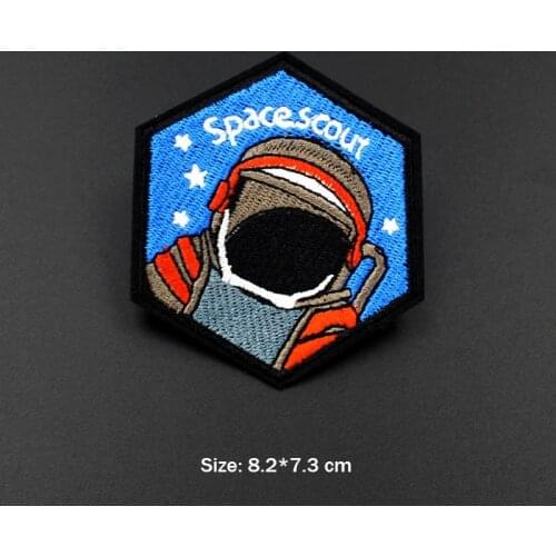 Space Scout Cropped Patches For Kids Clothes Backpack Ironing Embroidered Badges Stickers Apparel Applique Decoration