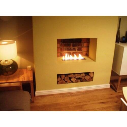 On sale 24 inch stainless steel silver manual bio ethanol fireplace