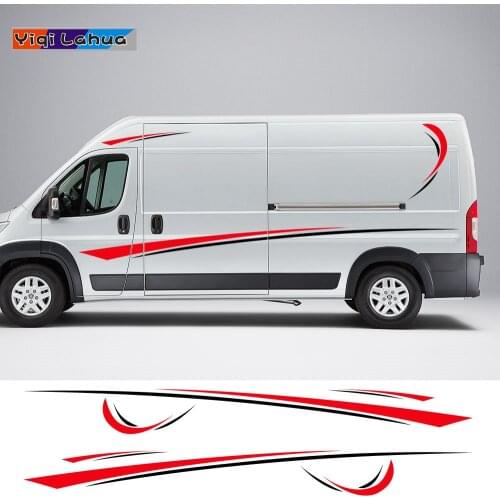 6Pcs/Lot Car Stickers Graphics Sports Vinyl Stripes Camper Van Decals For Peugeot Boxer Citroen Jumper Fiat Ducato Accessories