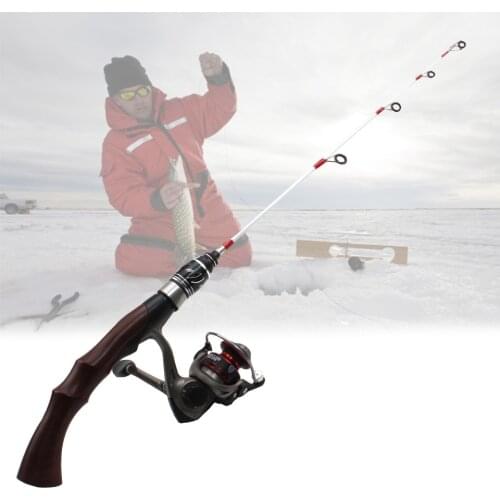 High Quality winter On ice fishing rod 63cm 118g carbon rod and 500 Spinning Reel set Winter Travel fishing tools Fishing Tackle