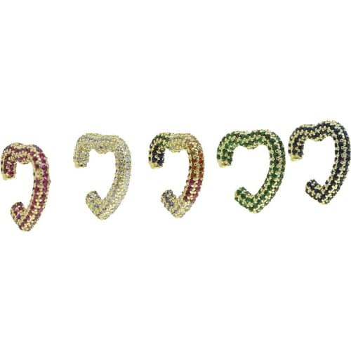 Yellow gold color heart Ear Cuff For Women 1 pcs Charming Zircon Clip On Earrings Gold earcuff Without Piercing Earrings Jewelry