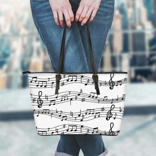 FORUDESIGNS Top Handle Bags For Ladies Shoulder Handbag Music Note Sheet Pattern Design PU Leather Shopping Purse Women Bag New