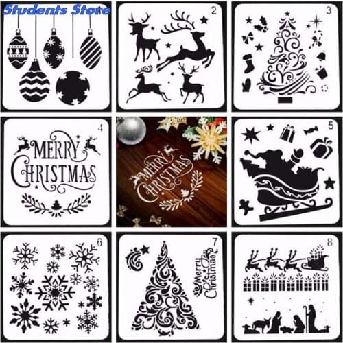 1PC Christmas DIY Craft Hollow Layering Stencils For Wall Painting Decorative
