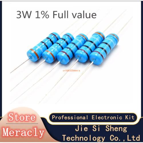 10pcs 3W 1% Metal film resistor 4.7K 5.1K 5.6K 6.2K 6.8K 7.5K 9.1K 10K 12K 15K 18K 20K 22K 24K 27K 30K 33K 39K 43K ohm