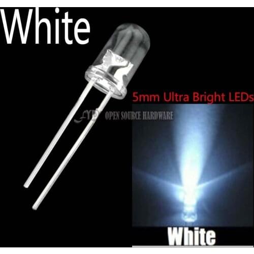 100pcs NEW 5mm Round Super Bright White LED light Diode