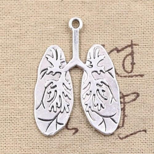4pcs Charms Lung Respiratory System 39x30mm Antique Pendant fit,Vintage Tibetan Silver color,DIY Handmade Jewelry