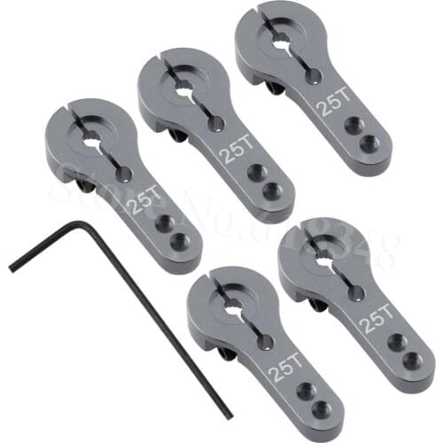 5pcs Metal 25T Aluminum Servo Horns M3 threads Steering Arm For Standard & High Torque Servo Motors RC Car plane Replacement