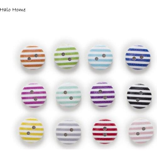 50pcs Stripe Round Wooden buttons Sewing Scrapbook Clothing Gifts Crafts Handwork Accessories Fabric DIY 15mm