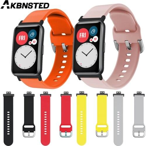 AKBNSTED Colorful Soft Silicone Fashion Sport Strap For Huawei Watch Fit Smart Watch Wristband For Huawei Watch Fit Watch Band