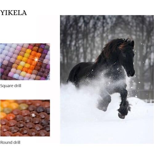 Diamond Embroidery Black Horse 5D Diy Diamond Painting Cross Stitch Animals Full Square Diamond Mosaic Picture Home Decoration