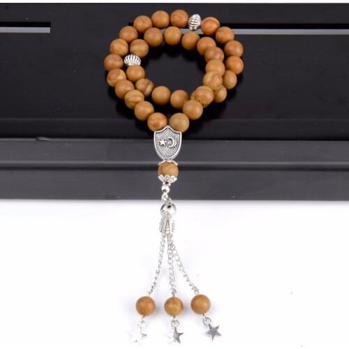 Wholesale Handmade 33 Prayer Beads Islamic Muslim Tasbih 8mm Wood Jaspers Beaded Bracelets Allah Mohammed Rosary For Women Gifts