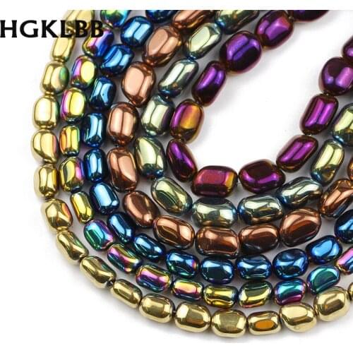 HGKLBB Natural gall Stone Beads Irregular oval Gold black Hematite 8/10mm Loose Spacer Beads For Jewelry Making Diy Bracelets