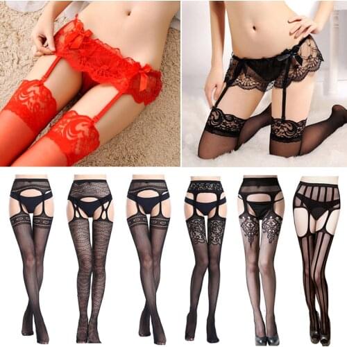 Women Stockings Lace Sexy Lingerie Thigh-Highs Sexy Stockings Suspender Garter Belt Exotic Apparel Transparent Stockings Ladies