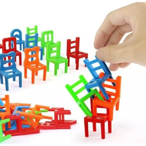 Color 18Pcs Plastic Balance Chairs Game Toys Stacking Chair Toys Intelligence Multiplayer Parent-Child Game Birthday Gift #30