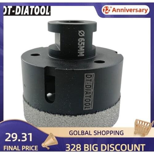 DT-DIATOOL 1pc M14 Dia 65mm Dry Vacuum Brazed Diamond Drilling Core Bit Ceramic Tile Hole Saw Granite Marble Stone Drill Bit