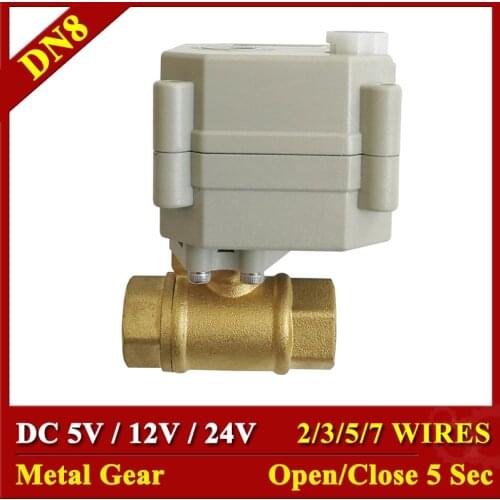 2 Ways TF8-B2 Series Electro-Valves Brass 1/4" DC5V 12V 24V Motorized Valves 1.0Mpa Fast Open/Closed For Home Water Control