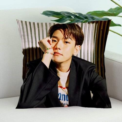 EXO Baekhyun Pillow Cover Bedroom Home Office Decorative Pillowcase Square Zipper Pillow Cases Satin Soft
