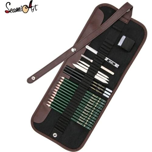 25/30Pcs Sketch Pencil Set Professional Sketching Drawing Kit Wood Pencil Pencil Bags for Beginner School Students Art Supplies