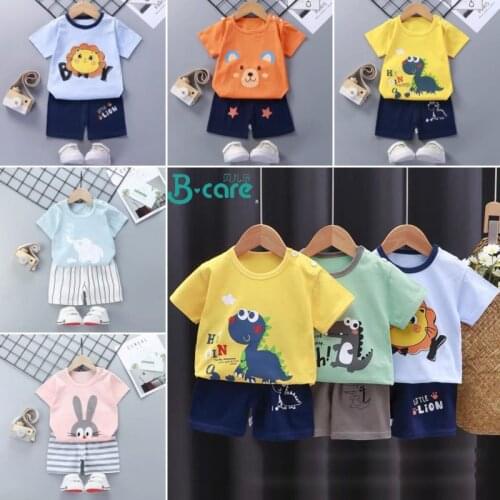 Childrens clothing T-shirt set 2021 summer infant short-sleeved suit baby cartoon cute fun top pants