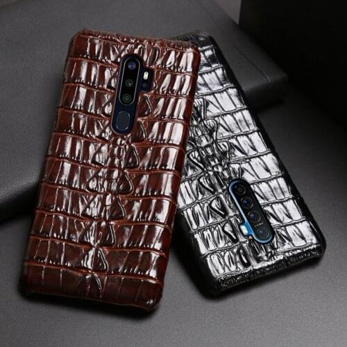 Leather Phone Case For OPPO Find X2 R15 R17 Reno Z 2 2Z 2F 3 Pro Ace A5 A9 2020 A11X K3 K5 Cowhide Crocodile Tail Texture Cover