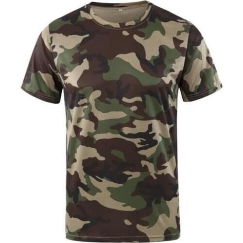 Summer Quick Drying Camouflage T-Shirts Men Outdoor Breathable Short Sleeve Hiking Hunting T-Shirt Military Tactical Tees Tops