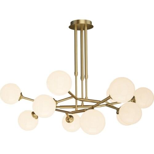 Luxury Real Brass Chandelier Lights Nordic Creative Magic Bean Glass Ball Hanging Lamp Home Hotel Restaurant Lighting Decoration