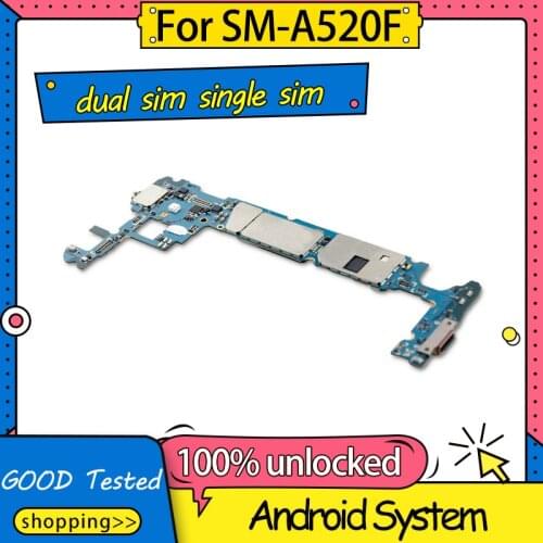 1/2 sim Motherboard for Samsung Galaxy A5 A520F Original unlocked For samsung Galaxy A5 A520F Mainboard full chips logic board