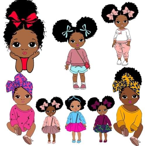 Cute Girl Patches Thermo Stickers On Clothes Iron On Transfers For Clothing Application For Kids Women Tshirt Applique Washable