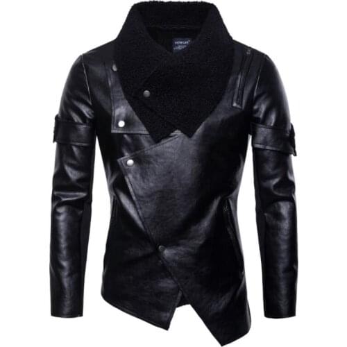 Mens leather jacket slim motorcycle coat personalized jackets pu clothes jaqueta de couro stage street dance rock fashion black