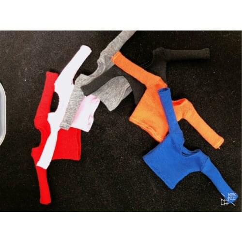 New 1:12 Scale Accessory Black /gray/RED/orange Casual long sleeve cotton t-shirt model For 6'' TBLeague PHMB2018 Seamless Body