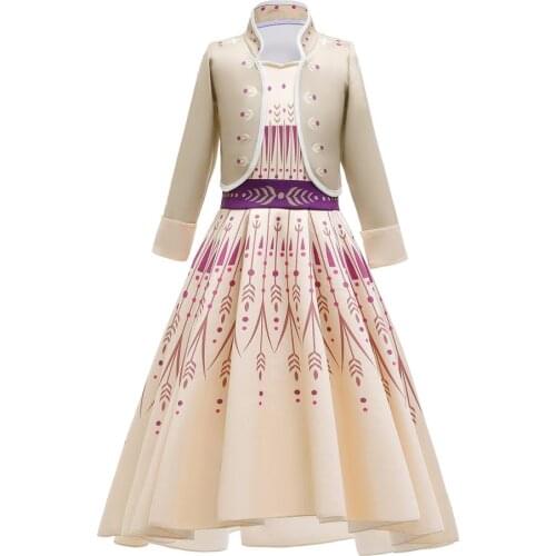 Girls New Anna 2 Costume Children Pageant Party Gown Snow Queen Halloween Fancy Dress Up Outfit Clothes 3-10T