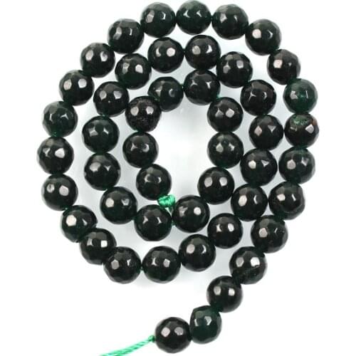 Natural Stone Faceted Dark Green Alabaster Charm Loose Beads For Jewelry Making Needlework Bracelet DIY Pick Size Strand 8 MM
